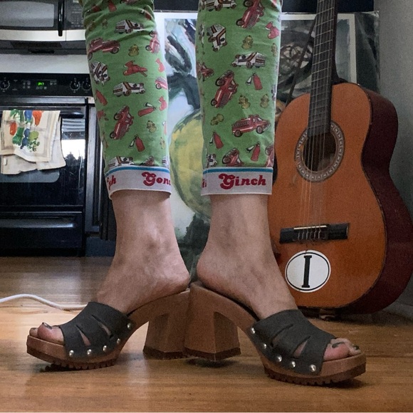 Vintage Leather Collection chunky mule grommet slide sandal heel 37 6 - Picture 15 of 15